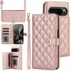 Adequado para Capa de Celular Google Pixel 9Proxl, Capa de Couro Flip Google 8A, Carteira Transversal Estilo Chanel