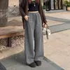Pantalones de Pierna Ancha de Seda de Morera y Lana para Mujer Otoño Invierno Nuevos de Lana de Cintura Alta Talla Grande Extra Largos con Caída Casual Rectos Tipo Plátano