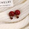 Pendientes colgantes de plata con forma de perla roja de Ankora y aceite de amor, otoño e invierno, estilo francés, retro, ligeros, de lujo, vintage.