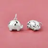 Nuevo Colgante de Elefante Tridimensional de Plata de Ley 925 Bañado Finamente en Plata Lisa Encanto de Elefante Pequeño Pulsera de Cristal DIY Accesorios de Plata
