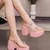 Nuevo Estilo Zapatillas de Plataforma de Tacón Super Alto para Mujer Zapatillas de Verano para Mujer para Uso Exterior Sandalias de Tacón Grueso de Alta Gama para Mujer