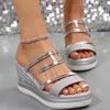 Sandália de Plataforma Cruzada plus size Salto Alto Sandálias Grossas Femininas 24 Nova Moda Grossa Confortável plus size Comércio Exterior Sandálias Romanas