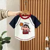 Ropa Nueva de Verano para Niños y Niñas, Camisetas de Algodón Puro con Bloques de Color y Manga Corta, Estampados de Dibujos Animados para Niños Medianos y Mayores, Camisetas Versátiles de Estilo Casual de Verano de Moda