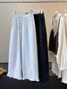 Pantalones cropped de algodón lavado estilo japonés y coreano, elásticos, de cintura alta, holgados, pierna ancha, para mujer, nueva colección de otoño, dobladillo con volantes, versátiles, casuales, adelgazantes
