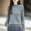 Nueva Colección Otoño/Invierno 2026: Top de punto de mezcla de lana y lana de yak con cuello semi-alto, Camiseta base de color liso