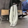 Pantalones Deportivos Casuales de Pierna Ancha con Cordón, Bloques de Color Estilo Americano, Costuras, Dobladillo Curvo 2025 Otoño Nuevos de Cintura Alta