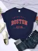 Camiseta Original Boston Est.98 Streetwear Feminina Verão Respirável Hip-Hop Casual Cool Manga Curta Macia Streetwear
