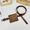 Bolsa de cintura pequena de couro genuíno moda cinto fino Mini bolsa envelope feminina bolsa pequena cinto decorativo para terno vestido mini bolsa