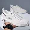 Sapatos Brancos Novos Masculinos Casuais de Negócios Couro Masculino Feito à Mão Linha Superior Pele de Vaca Jovem Versátil Tênis de Prancha Moderno 7773
