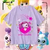 Camiseta Manga Curta Fofa e Adorável para Meninas, Top de Algodão Puro Desenho Animado em Formato de Coração Fofo, Camiseta Básica de Verão para Menininhas
