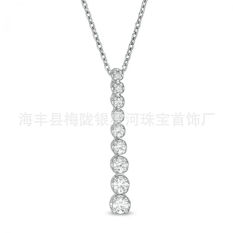 白金 TW Journey 多钻石吊坠项链#
