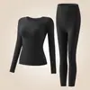 Conjunto de Roupa Térmica da Moda Outono e Inverno para Mulheres com Mangas Longas e Calças Longas, Roupa Térmica de Camada Base Slim Fit