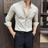 Tecido seersucker primavera e verão fino camisa masculina de manga comprida nova gola casual chinesa base masculina camisa popular online