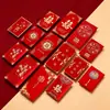 Novos Estilos de Envelopes Vermelhos Dourados Estampados para Casamentos, uma Coleção Completa de Envelopes Vermelhos Criativos de Alto Padrão para Casamentos