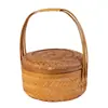 Cesta de almacenamiento tejida de bambú, hecha a mano, para mujeres; arreglo floral y canasta de frutas estilo vintage; Regalo del Festival de Mediados de Otoño