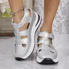 Sandalias Cerradas de Verano Transpirables 2025 para Mujer Transfronterizas Europeas y Americanas, Plataforma de Suela Gruesa, Estilo Nuevo con Velcro, Venta al por Mayor Tallas Grandes