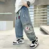 Pantalones de trabajo de mezclilla para niños primavera y otoño ropa de primavera para niños 2024 nuevo ropa de primavera para niños medianos y grandes moda niños