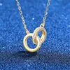 Collar Doble Anillo Plateado Weizi Moissanita Plata S925 Estilo Coreano Collar Sencillo Regalo de San Valentín para Novia Cadena para la Clavícula