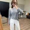 Camiseta de Manga Larga con Máscara de Lana Tencel Cómoda con Letras Pequeñas, Hombros Normales, Adelgazante, Camiseta Suave y con Caída