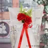 Nuevos tiradores de puerta florales versátiles para respaldo de silla de boda al aire libre, decoraciones florales para escaleras, decoraciones para coche de boda en la iglesia y accesorios florales artificiales.