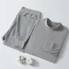 Ropa interior térmica 100% algodón puro para hombres y mujeres, capa base delgada, suéter 100% algodón, conjunto de top y pantalón de otoño, Supermercado