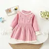 Vestido Suéter para Niña Otoño Invierno Nuevo Estilo Niña Color Sólido Floral Cuello Redondo Vestido de Punto Estilo Coreano Lindo Vestido de Lana