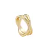 Anillo Apilado de Diseño Francés de Moda Chapado en Oro de 18 Quilates Anillo de Viento Frío