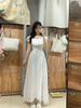 Saia Longa Cintura Alta Design Folha de Lótus Fresca e Delicada Emagrecimento Vestido Branco Fada Verão Nova Saia Temperamento
