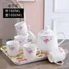 Juego de Té Europeo Juego Tetera Taza de Té Hogar Cerámica Juego de Agua Sala de Estar Gran Capacidad Hervidor de Agua Fría y Caliente Taza