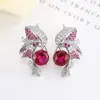 Huayoumei Joyería Pendientes Accesorios Rubí Zafiro Moda Femenina Gama Alta Venta al por Mayor