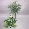 Rábanos Artificiales Verdes de 7 Ramas Transfronterizos para Separar Maceteros, Plantas en Maceta, Arreglos Florales, Muros de Plantas Verdes, Decoración de Paisajismo con Muros de Plantas Verdes