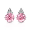Pendientes de Corte Rosa Más Vendidos en Tiktok y Xiaohongshu Moda Simple Deslumbrantes Pendientes de Diamante de Alto Carbono Joyería Transmisión en Vivo Venta al por Mayor de una Pieza