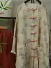 Cardigan Holgado de Lino con Botones Hechos a Mano, Cuello Redondo, Capa Única, Estilo Retro Artístico Floral Nuevo Verano 2026