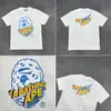 Camiseta unisex de manga curta da marca tendência BAPE, co-branded com design de camuflagem de cabeça de macaco, caimento solto de alta qualidade