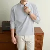 Venta Directa de Fábrica Camisa Polo para Hombre Estilo Pájaro Mismo Estilo Media Cremallera Cuello Alto Manga Larga Primavera y Otoño Elástico Casual Superior 26148