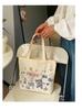 Bolsa de Lona Baoma para Saídas Feminina 2025 Nova Verão Escritório Trabalho Pequena Bruxa Bolsa de Mão de Lona com Zíper
