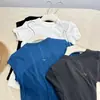 Camiseta Básica Versátil de Manga Corta Ajustada para Mujer, Cuello Redondo Elástico, Hombro Normal, Diseño de Caballo Bordado, Top de Verano