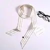 Bufanda de Seda Delgada con Lunares Negros al por Mayor Transfronteriza Estilo Coreano Elegante Bufanda Flotante Cinta para la Cabeza Accesorios para Camisas Atados