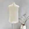 Camisa sin mangas de seda para mujer 2025 Primavera y Verano Nuevo Color Sólido Commuter Encaje Crepé Fantasma 100% Seda de Morera Top