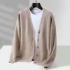 Amazon Cardigã 100% Lã Masculino Gola V Suéter Espesso Roupa Exterior Estilo Coreano Solto Casual Tricô Jaqueta