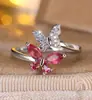 Anillos de Mariposa de Venta Caliente Transfronterizos, Anillos Abiertos de Circonita Microincrustada, Joyería Moderna Estilo Europeo y Americano al por Mayor