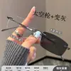 Gafas Graduadas Fotocromáticas Ultraligeras de Titanio Puro 8g Sin Montura para Mujer, Graduación Personalizable, Monturas Cuadradas Puras para Gafas de Hombre