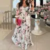 Vestido Largo Maxi Plisado Estampado Casual de Resort Estilo Europeo y Americano para Mujer, Novedad Otoño 2026, Transfronterizo