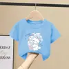 Camiseta Manga Curta para Meninas Verão 2026 Nova Estampa de Desenho Animado Top Soltinho Casual Camiseta Básica Manga Meia Mão para Crianças Maiores
