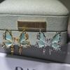 Accesorios para Aretes DIY Dan Tao Aguja de Plata S925 Soporte para Perlas Camelia Mariposa Zircón Azul Pintura al Óleo Soporte para Aretes