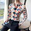 Nova camisa masculina da moda manga longa camisa estampada da moda slim polegada vestuário versão de coleta de fornecimento transfronteiriça-P5X20