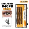 Atacado Estilo Europeu e Americano Homem de Palha 0.07 Cílios Postiços Hot Melt, 40 Fios, Cluster Único Segmentado Natural Denso para Alongamento, 40P Cílios em Cluster