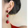 Aretes largos de cristal rojo collar diseño de nicho retro exagerado lujo ligero exquisitos elegantes aretes de socialité