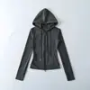 Sudadera con Chaqueta Ajustada a la Cintura Estilo Hot Girl, Ropa Deportiva Cardigan Delgado con Capucha de Cremallera Doble Estilo Americano para Primavera y Verano