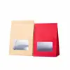 Bolsas Auto-sellables de Papel Kraft con Ventana para Alimentos, Té, Nueces, Snacks, Bolsas Selladas con Alambre, Bolsas de Papel Kraft para Medicina Tradicional China y Bebidas de Té